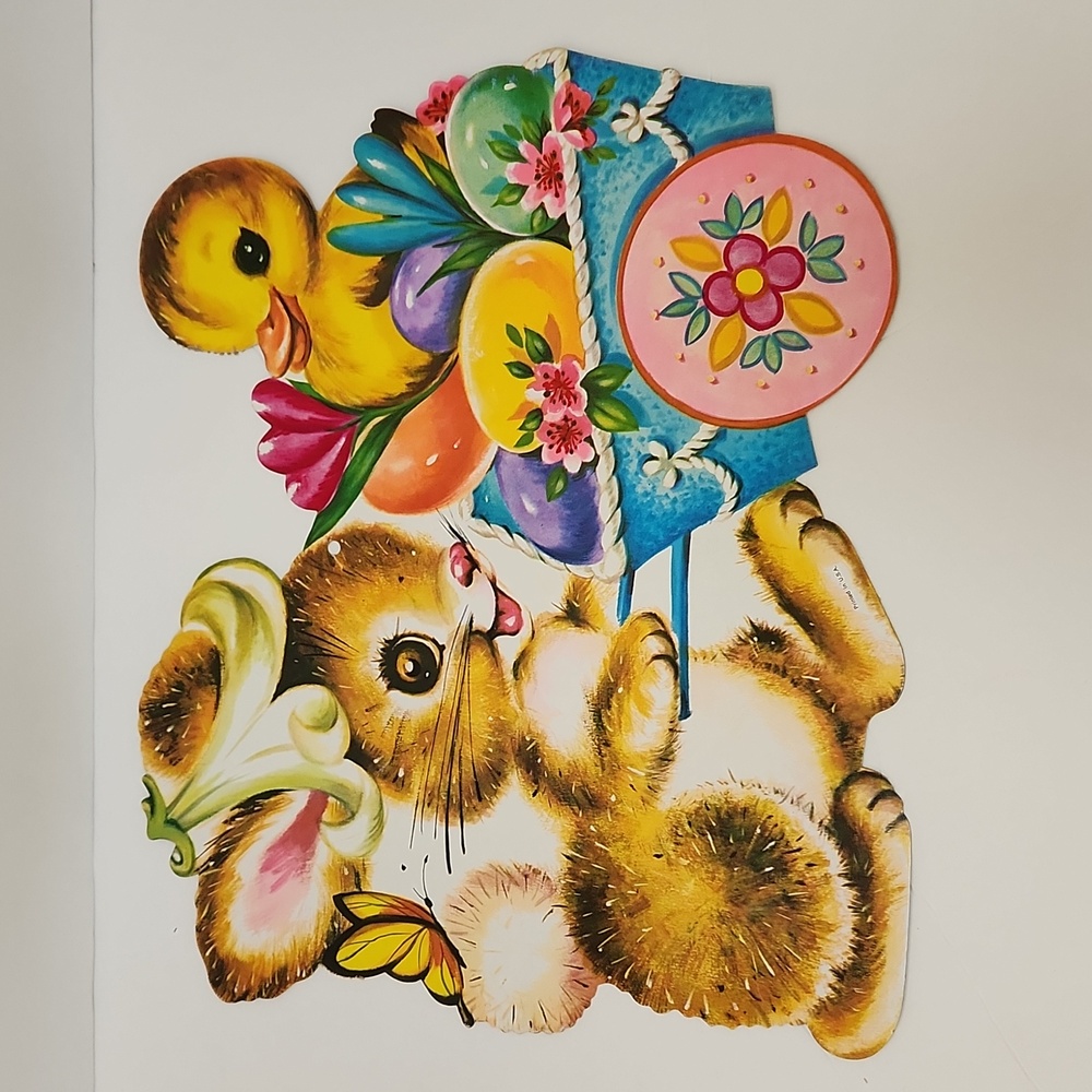 Vintage Easter Bunny Die Cut Paper Decoration USA